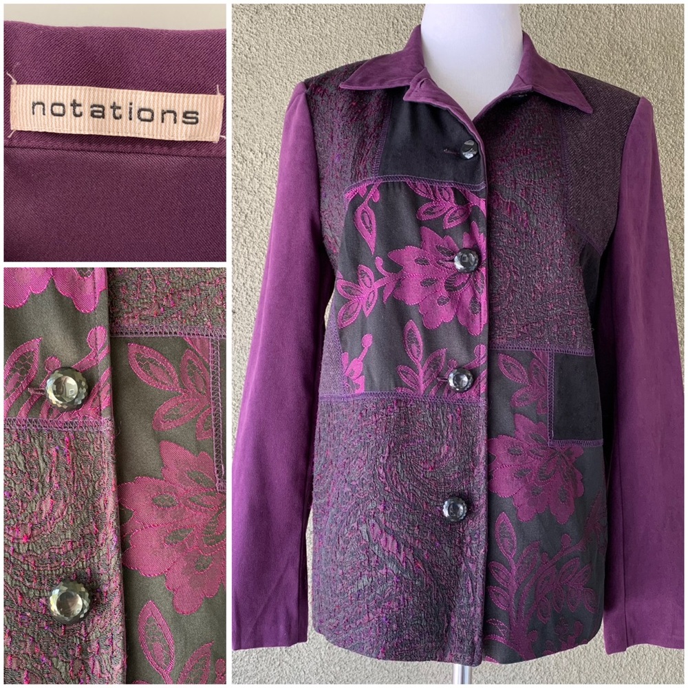 Notations Purple and Black Floral Jacket